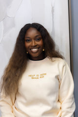 Help Is Here Embroidered Sweatshirt- Unisex Christian Sweater - Custom Embroidered Crewneck Pullover